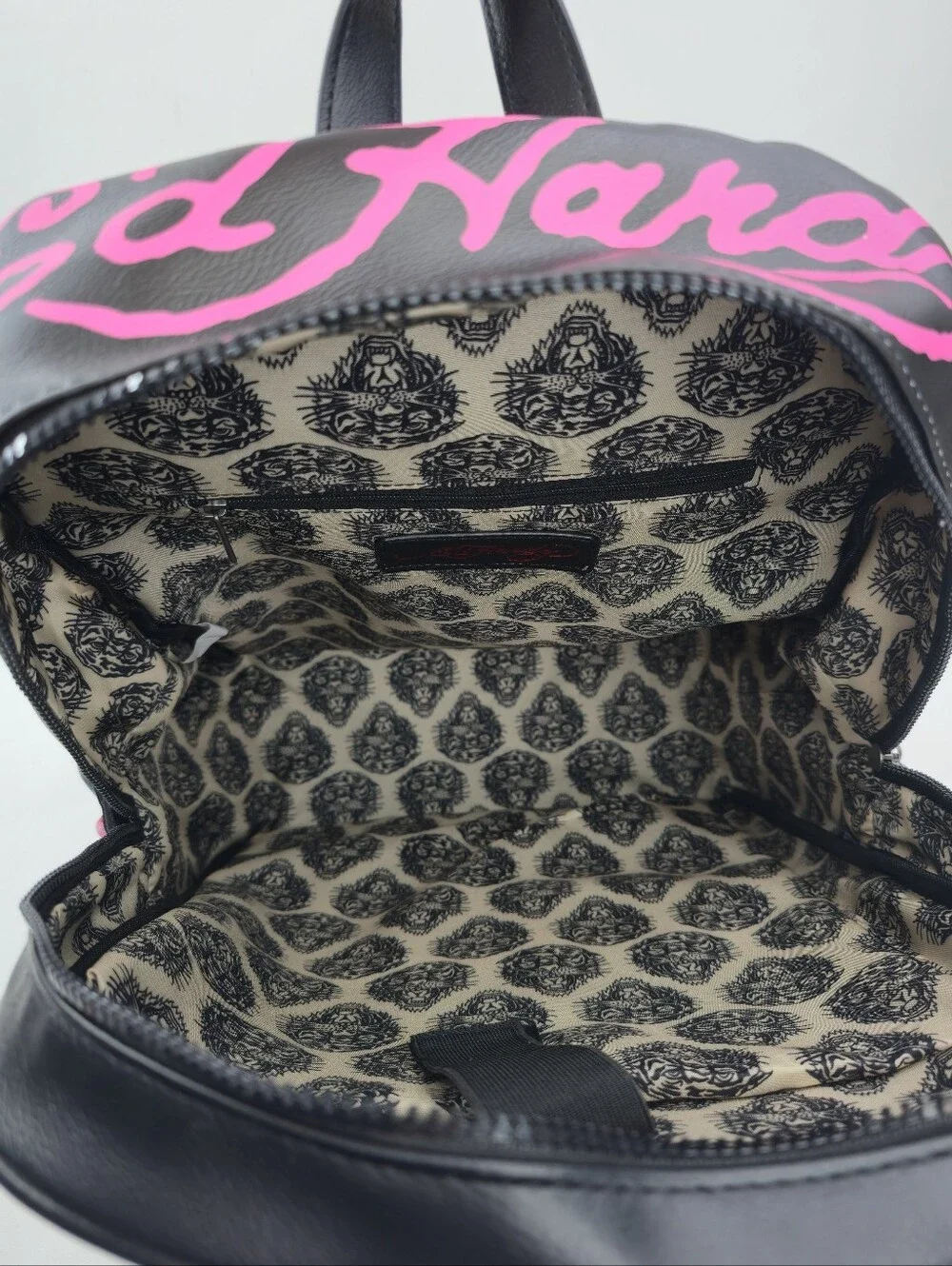 Ed Hardy Love Kills Slowly Tattoo Print Lap Top Backpack Pink Black Skull NWT